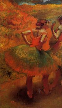 埃德加 德加 Two Dancers in Green Skirts, Landscape Scenery